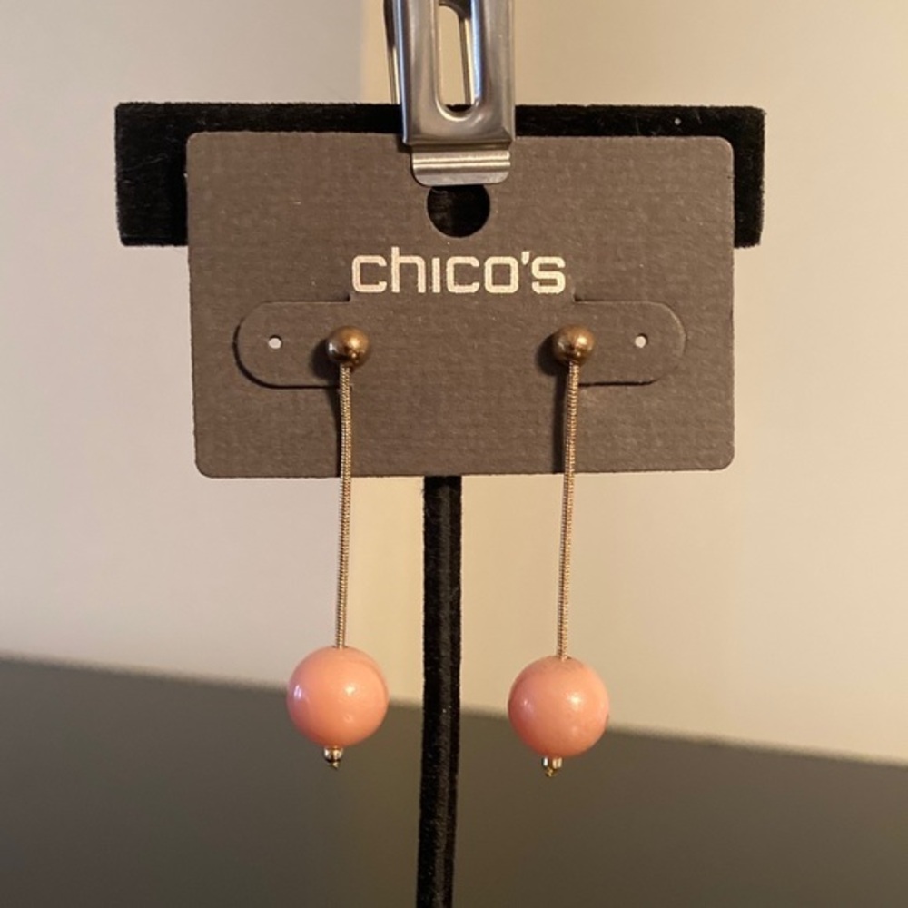 Chico's Blush and Gold Beaded Earrings